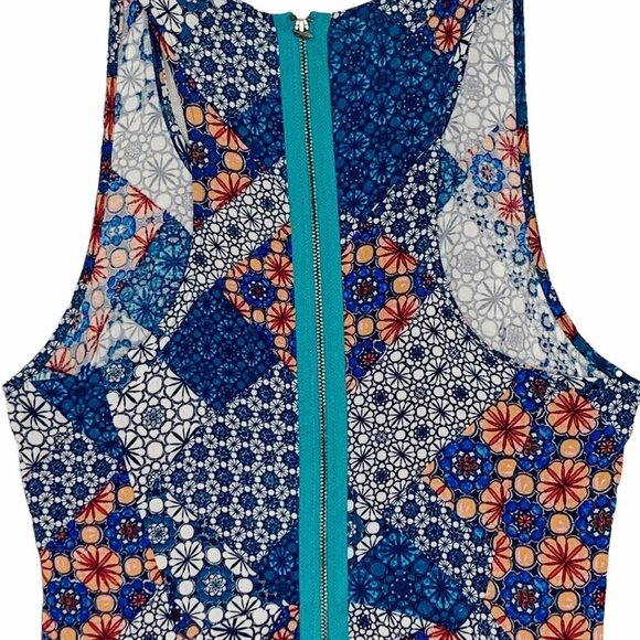 BEBOP Be you be free Dress Mini Turquoise Peach Tanks style Exposed zipper NEW - Picture 4 of 5